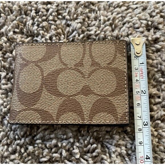 COACH Bi-fold Slim Card Case Signature Canvas Brown & Blue Insert For Wallet - Picture 5 of 14